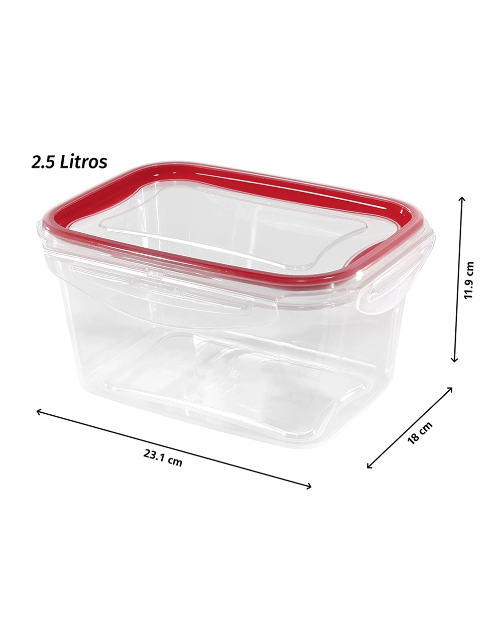 Hermético de Plástico con Broches Plus 2.5 L a Prueba de Fugas, Cierre Hermético Libre de BPA | Torosqui - Image 6