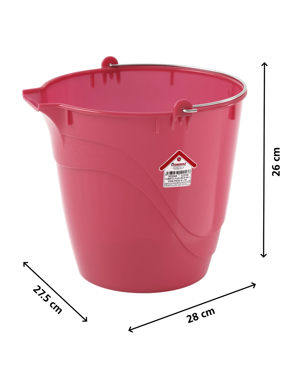 Cubeta Flexible de Plástico 8 L con Pico y Asa Metálica, Uso Rudo, Hecha en México | Torosqui - Image 6