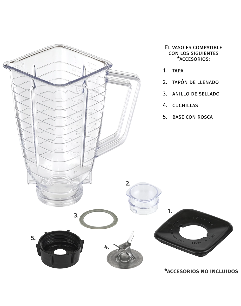 Vaso Compatible Oster de Plástico Resistente 1.25 L, Libre de BPA y Apto para Lavavajillas | Torosqui - Image 3