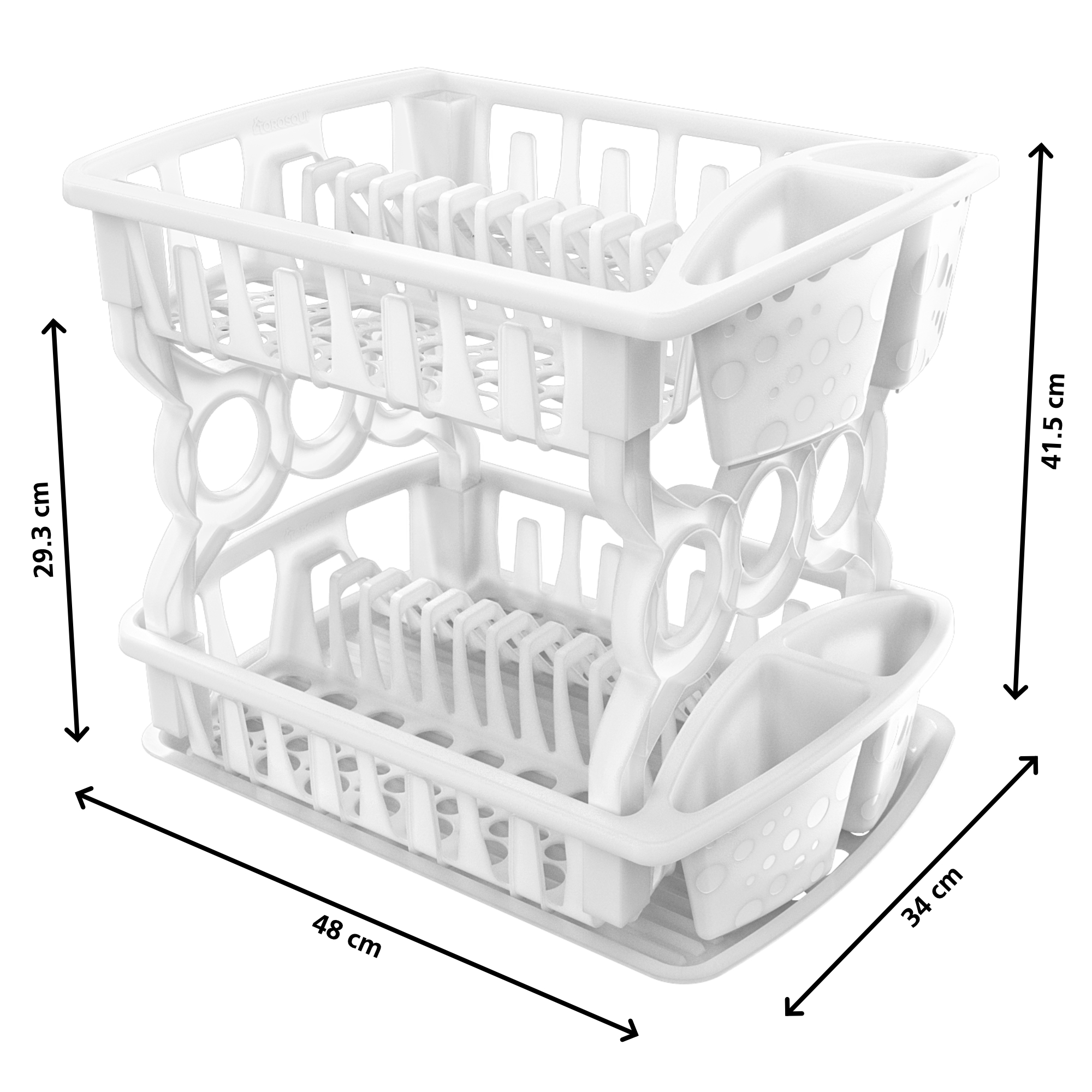 Escurridor de Trastes de Dos Pisos con Charola, Ahorra Espacio, Plástico Resistente | Torosqui - Image 4